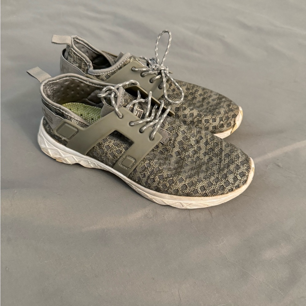 Gray and White Athletic Sneakers